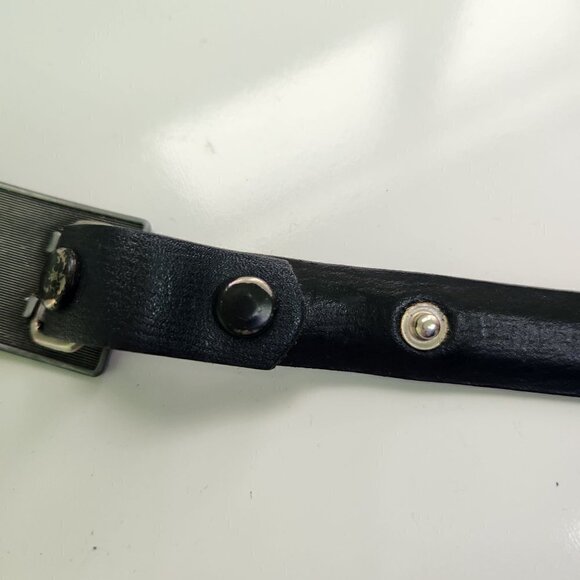 Vintage 1990s Usairways Leather Uniform Belt With Logo Buckle Size L